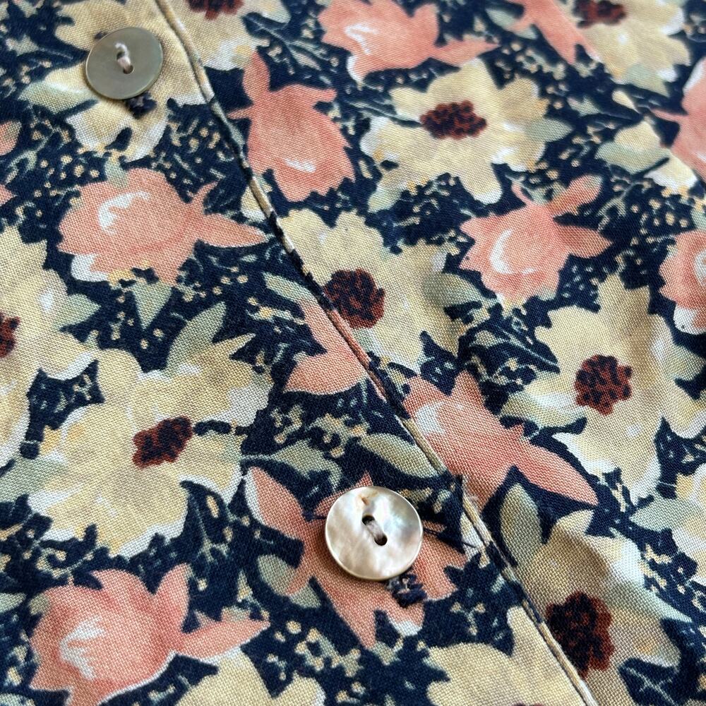 Vintage Floral Button Front Midi Dress Lace Collar Prairie Romantic Womens M - Picture 5 of 12